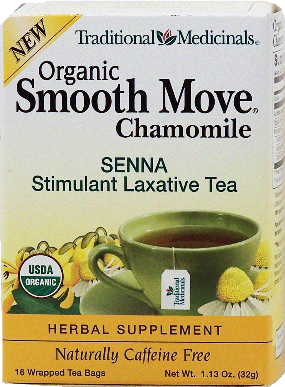 Traditional Medicinals Smooth Move organic chamomile senna stimulant laxative tea, caffeine free, 16 wrapped tea bags Full-Size Picture